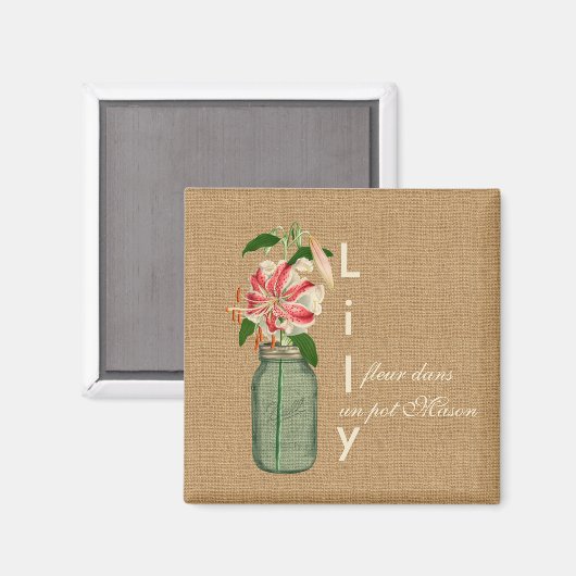 Aimant Lily fleur dans un pot Mason (Recto/Verso)