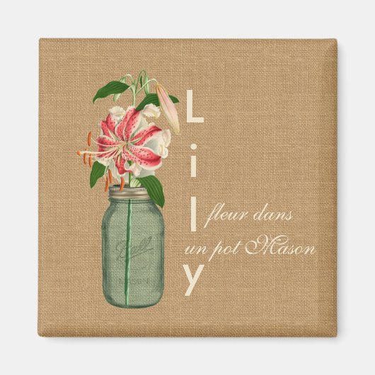 Aimant Lily fleur dans un pot Mason (Devant)