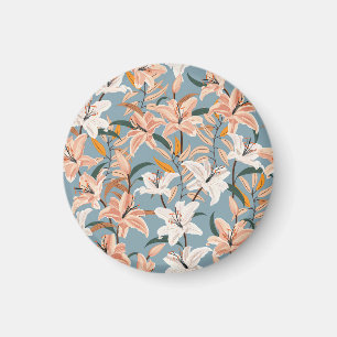 Aimant Lily Floral Blue Vintage Print