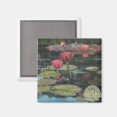 Aimant Lily rose sur vert foncé—Aimant frigo (Recto/Verso)