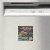 Aimant Lily rose sur vert foncé—Aimant frigo (In Situ (Lave-vaisselle))