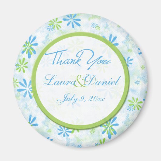 Aimant Lime Vert et bleu Floral Mariage Favoriser l'aiman (Devant)