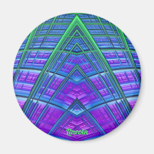 Aimant LINCOLN ~Bleu, vert et violet ~Fractal Abstrait