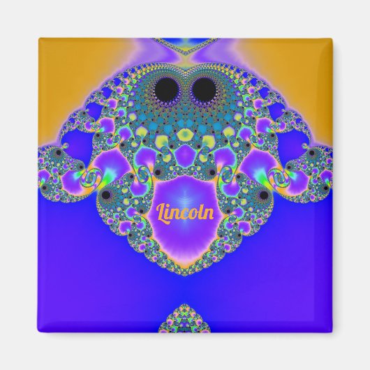 Aimant LINCOLN ~ Motif Abstrait ~ bleu violet jaune ~ (Devant)