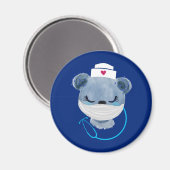 Aimant L'infirmière mignonne porte un masque Médicale (Recto/Verso)