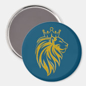 Aimant Lion Avec Couronne - Style Or 2 (Recto/Verso)