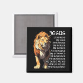 Aimant Lion Christian Jesus Is My King, God, Lord, And Sa (Recto/Verso)