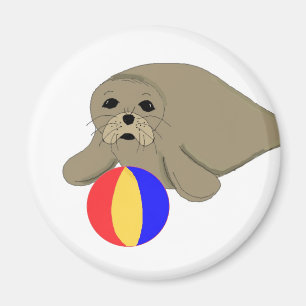 Aimant Lion de mer de dessin animé ballon de plage