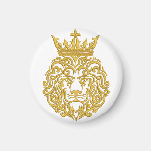 Aimant Lion d'Or avec Couronne - Style de Broderie Majest