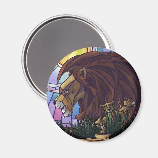 Aimant Lion et petits (Recto/Verso)