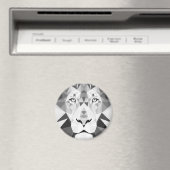 Aimant Lion géométrique noir et blanc (In Situ (Lave-vaisselle))