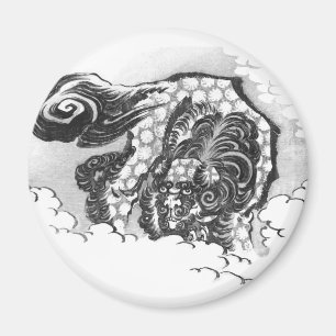 Aimant Lion japonais de gardien de Shishi d'encre par