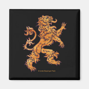 Aimant Lion médiéval d'or sur le noir