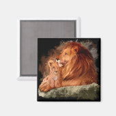 Aimant Lion papa et un petit lionceau (Recto/Verso)