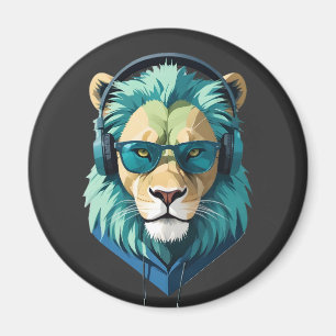 Aimant Lion portant Sweat - shirt à capuche drôle Cool an