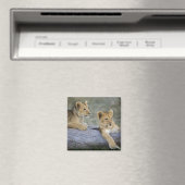 Aimant Lionceaux sur rondin (In Situ (Lave-vaisselle))