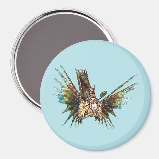 Aimant Lionfish - Conception abstraite - Découpe d'une ph (Recto/Verso)