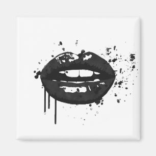 Aimant Lips baiser mode glamour beauté noir et blanc