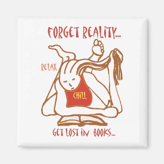 Aimant LIRE un livre - oublier la réalité (Devant)