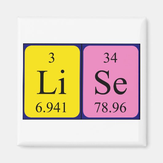 Aimant Lise l'aimant de nom de table périodique (Devant)