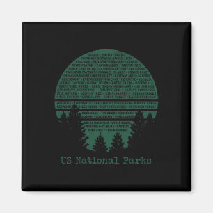 Aimant Liste des parcs nationaux Usa Word Art Cloud Arbre