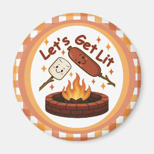 Aimant Lit Firepit - mignon Marshmallow & Hot Dog