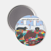 Aimant Lit plein de Dachshunds (Recto/Verso)