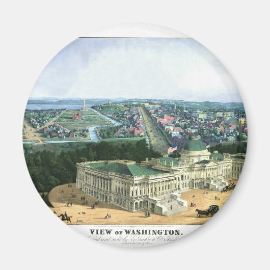 Aimant Lithographie couleur 1852 - Vue de Washington (Devant)