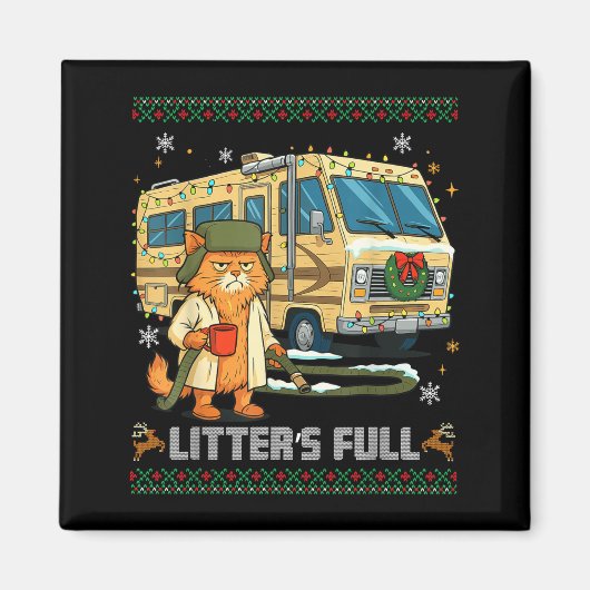 Aimant Litter's Full Funny Silly Cat Holding Coffee Meme  (Devant)