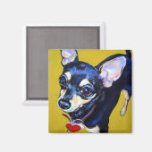 Aimant Little Bitty Chihuahua - Noir et Tan Chihuahua (Recto/Verso)