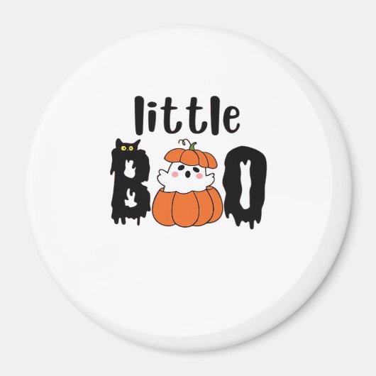 Aimant Little Boo Cute Halloween Citrouille Chat Vintage (Devant)