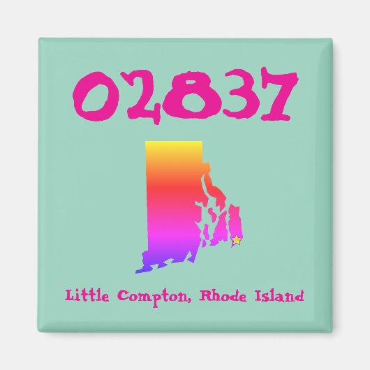 Aimant Little Compton, RI Zip Code - 02837 Pride Rainbow (Devant)