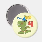 Aimant Little Dino 4th Birthday Tshirts et cadeaux (Recto/Verso)