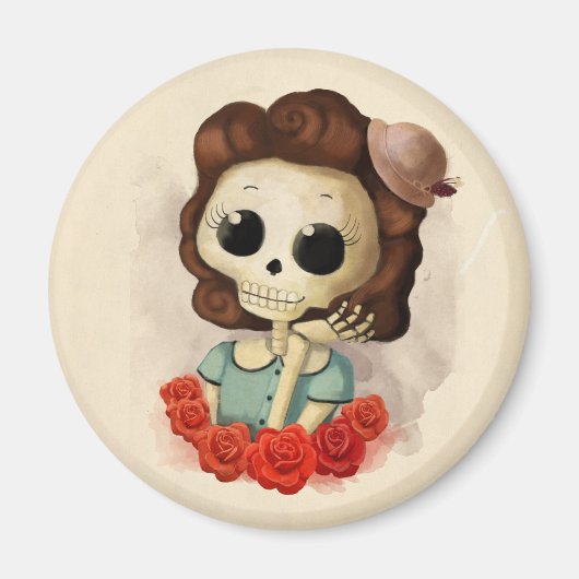 Aimant Little Miss Death et Roses (Devant)