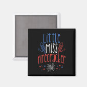 Aimant Little Miss Firecracker Drôle 4 juillet Pride Gi (Recto/Verso)