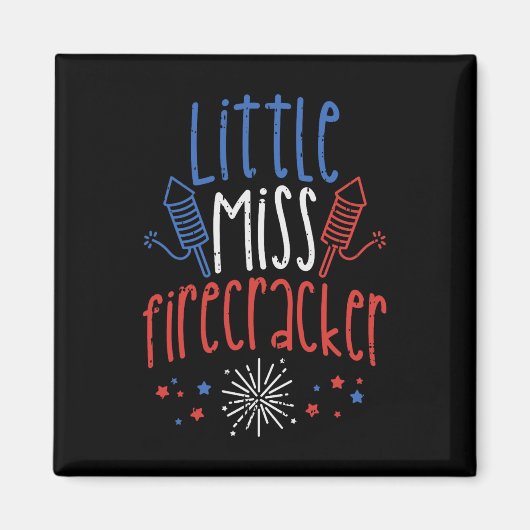 Aimant Little Miss Firecracker Drôle 4 juillet Pride Gi (Devant)