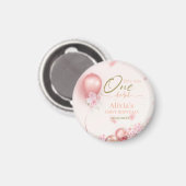 Aimant Little Miss ONE derful rose Floral 1er anniversair (Recto/Verso)