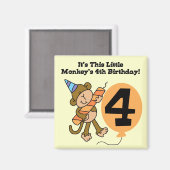 Aimant Little Monkey 4th Birthday Tshirts et cadeaux (Recto/Verso)