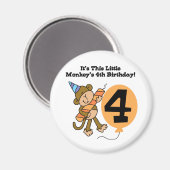 Aimant Little Monkey 4th Birthday Tshirts et cadeaux (Recto/Verso)