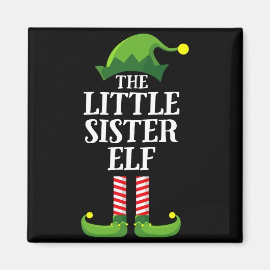 Aimant Little Sister Elf Matching Family Group Christmas  (Devant)