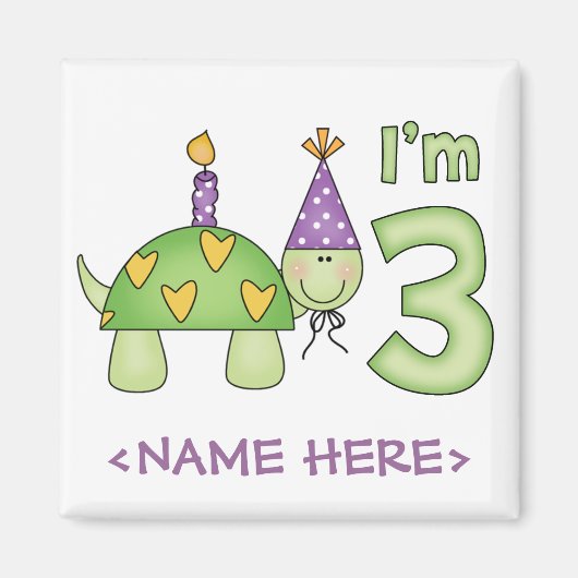 Aimant Little Turtle 3e anniversaire (Devant)