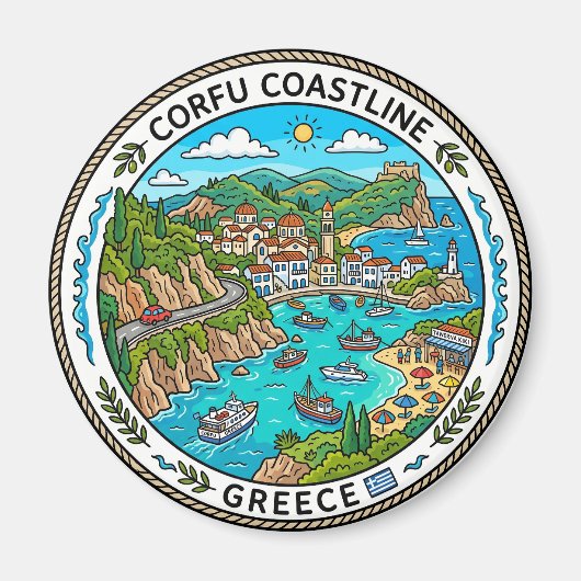 Aimant Littoral de Corfou Grèce (Devant)