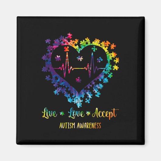 Aimant Live Love Accepter Sensibilisation sur l'autisme T (Devant)