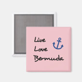 Aimant Live Love Bermuda Script Texte avec Ancre (Recto/Verso)