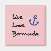 Aimant Live Love Bermuda Script Texte avec Ancre (Devant)