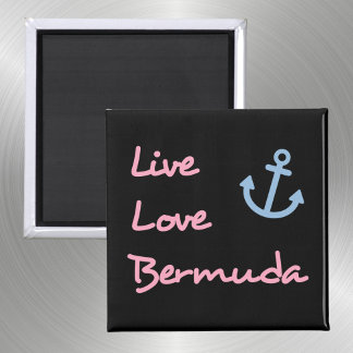 Aimant Live Love Bermuda Script Texte avec Ancre foncé