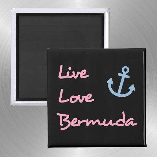 Aimant Live Love Bermuda Script Texte avec Ancre foncé