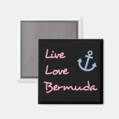 Aimant Live Love Bermuda Script Texte avec Ancre foncé (Recto/Verso)