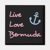 Aimant Live Love Bermuda Script Texte avec Ancre foncé (Devant)
