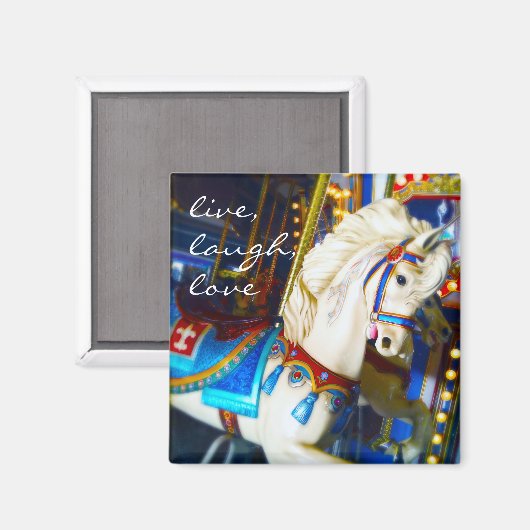 Aimant Live rire amour citation script carousel photo de (Recto/Verso)